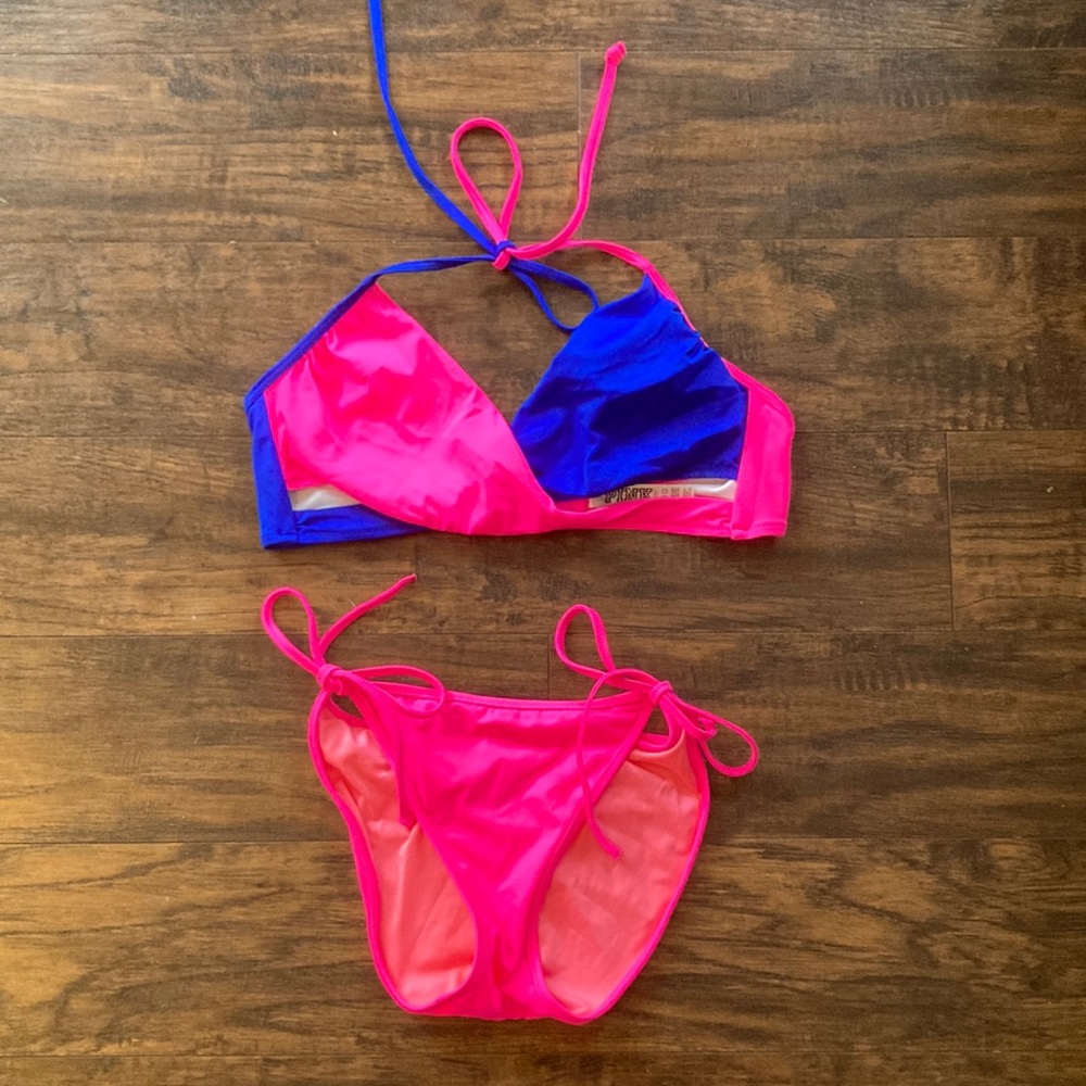 Victoria’s Secret Pink Neon Pink/blue Bikini set